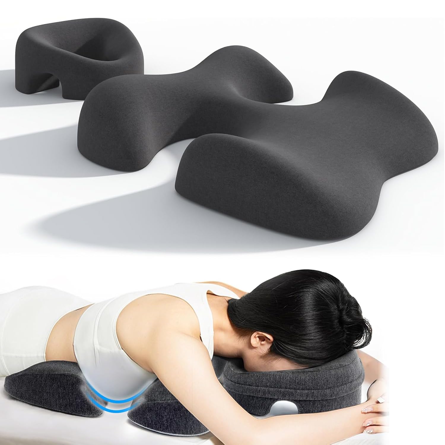 Massage Kopfstütze für Bett,Massagekissen Kopf Loch,Massage-Gesichtswiegenkissen aus Memorys-Schaum,Geeignet für Verschiedene Einsatzbereiche wie Schreibtisch, Spa, Salon und Massageliege. (2)