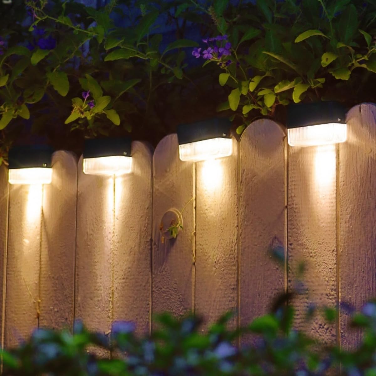 4/12 Pezzi Luce Solare led Esterno da Giardino, Lampada Solare da Esterno Applique da Parete IP55 Impermeabile Segnapasso per Scale, Patio, Terrazzo, Vialetto (Bianco Caldo,12 Pezzi)