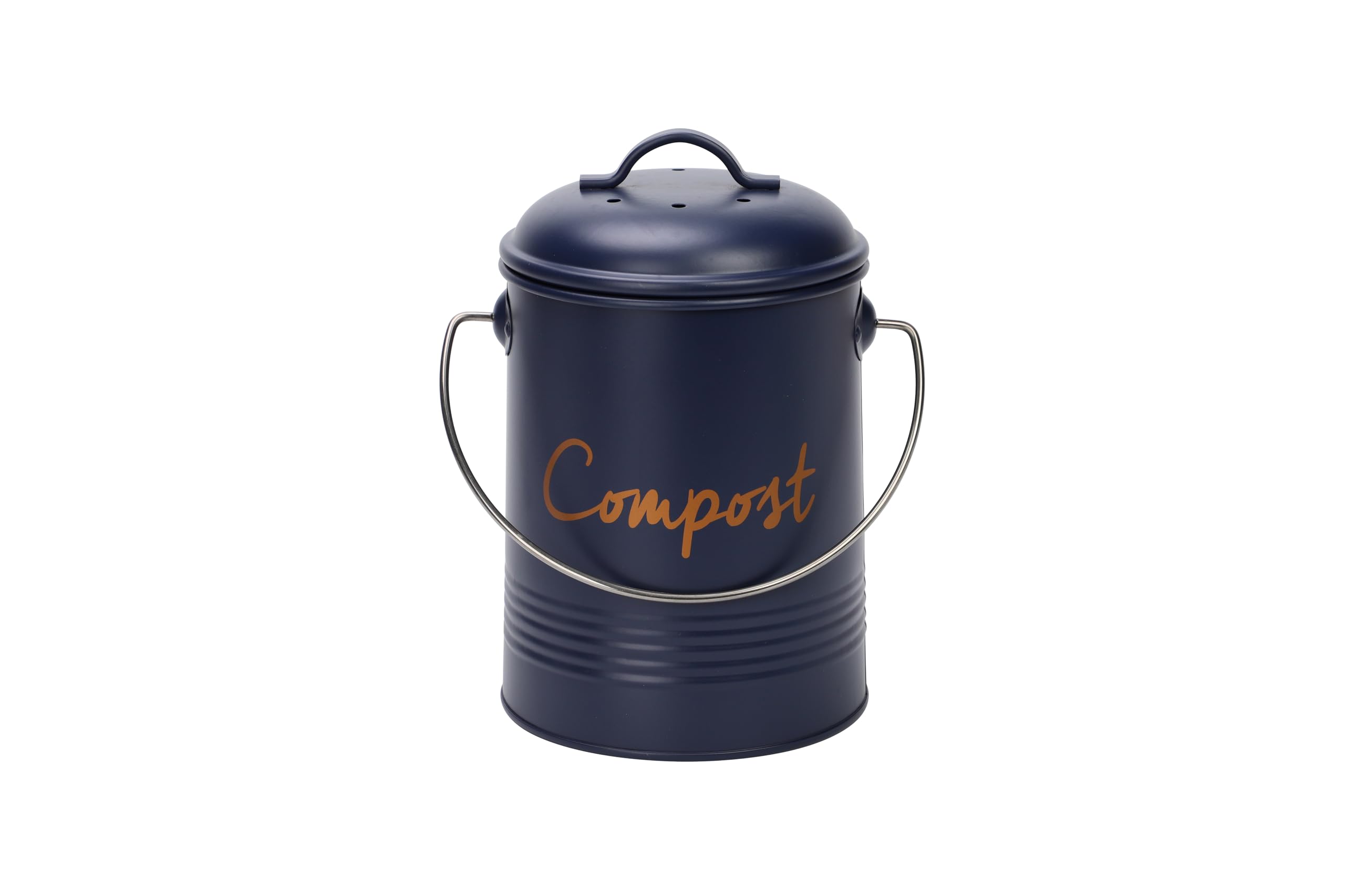 simpa 3L Professional Matt Blue Kitchen Compost Bin - 17cm (H) x 13.5cm (Dia)