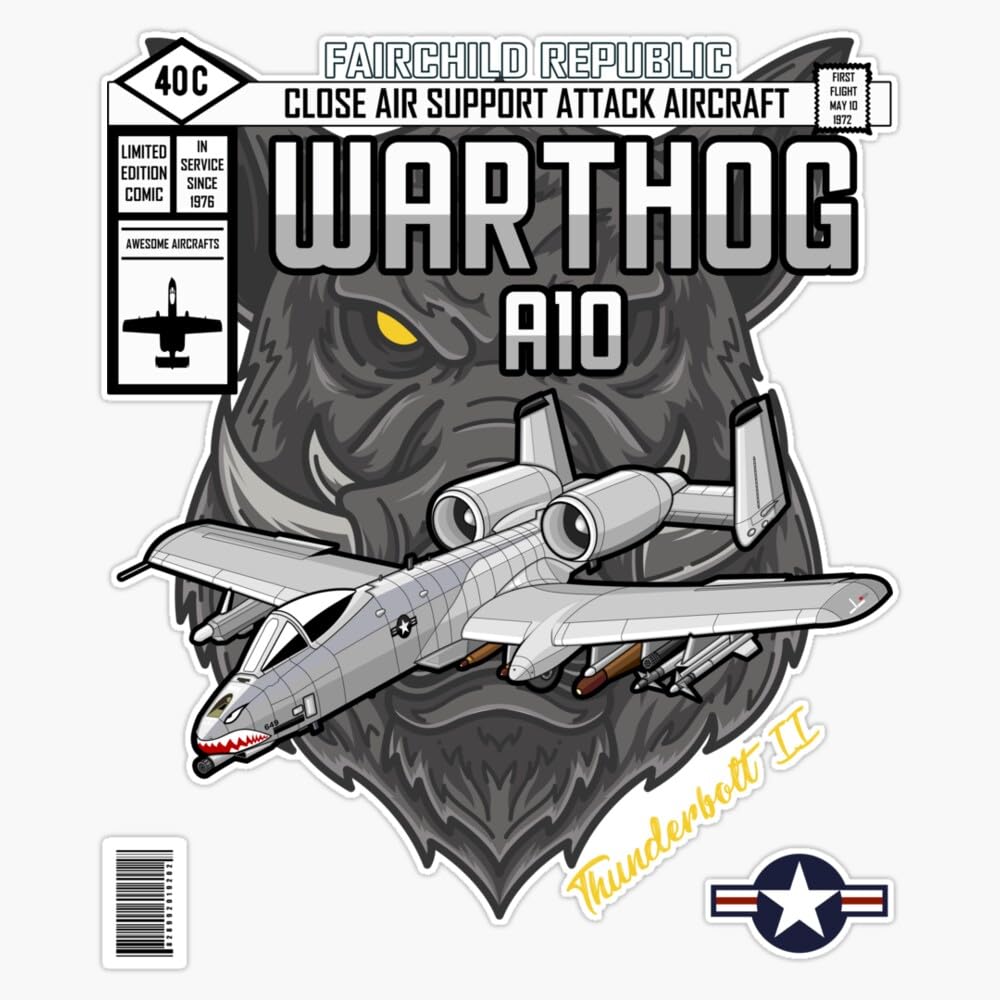 LAD Studio A-10 Warthog Limited Edition Comic Window Bumper Sticker Decal 5""