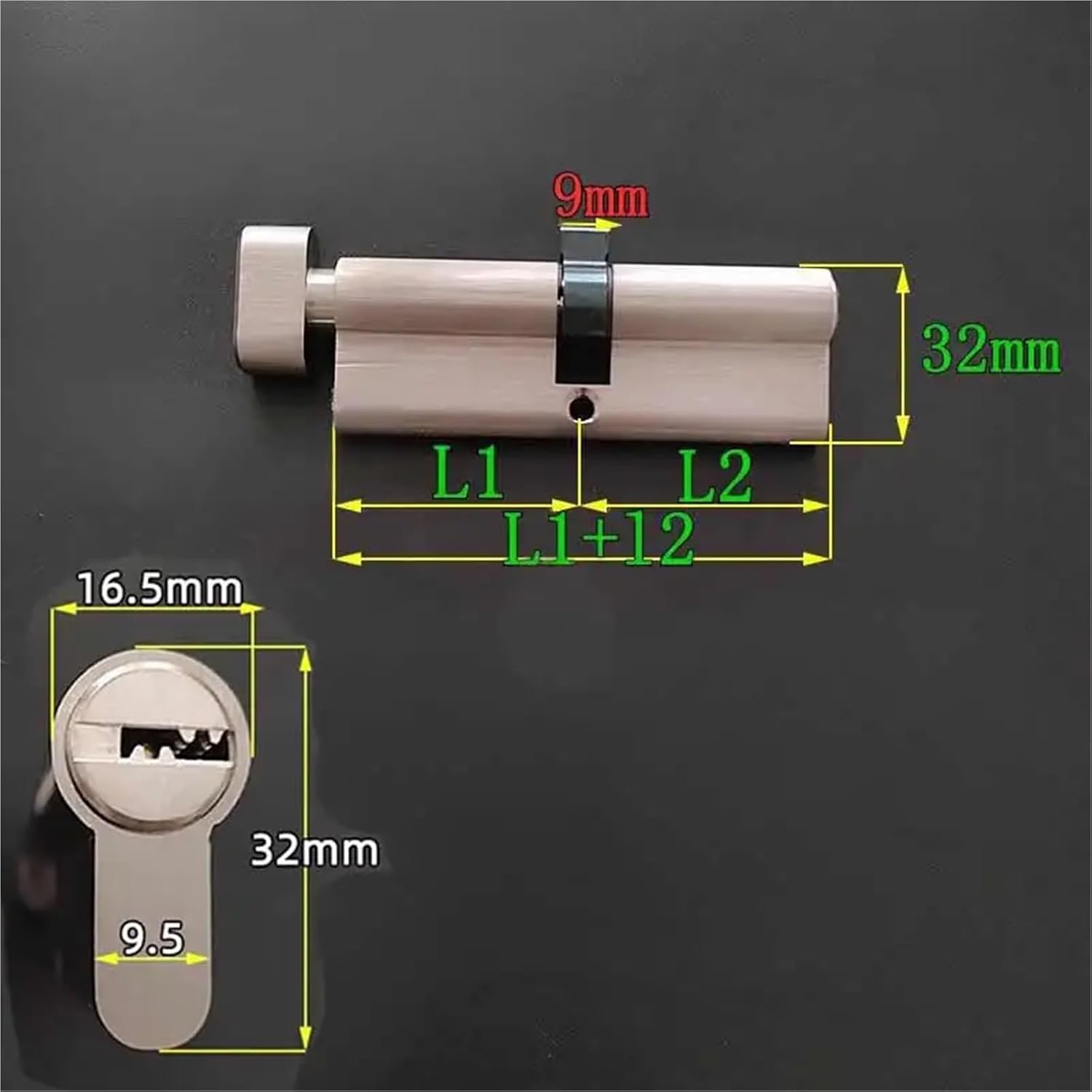 Door Lock Cylinder Height 32mm Length 105 110 115 120 130mm with 5 Keys Brass 1Pcs(30x75mm)