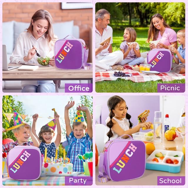 Lunch Bag Kids,Insulated Lunch Bag With Adjustable Shoulder Strap,Reusable Lunch Bag for Kids, Girls,Boys, lunch Bag Women,Preppy Lunch Box for School,Travel, Picnic (dark purple) - Image 7