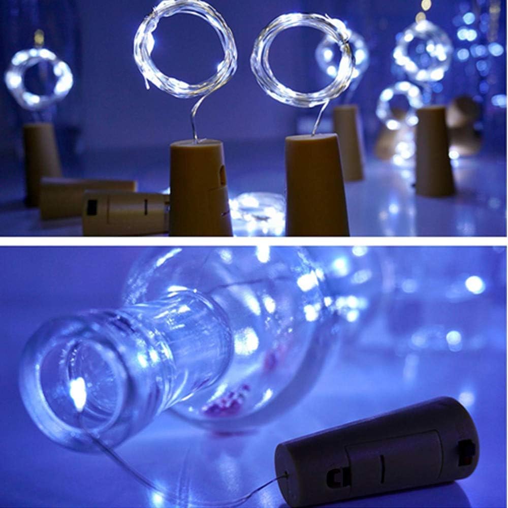 LiyuanQ 10 Pack 20 LED Wine Bottle Cork Lights Copper Wire String Lights, 2M/7.2FT Battery Operated Wine Bottle Fairy Lights Bottle DIY, Christmas, Wedding Party Décor Cool White (Bottle not Included)