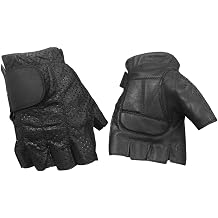 Redline Mens Perforated Fingerless Motorcycle Leather Gloves, Black G-059PR