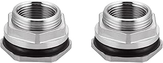 Bulkhead Water Tank Fitting,1" NPT Female Thread,304 Stainless Steel Thru-bulk Fitting(2 Pcs)