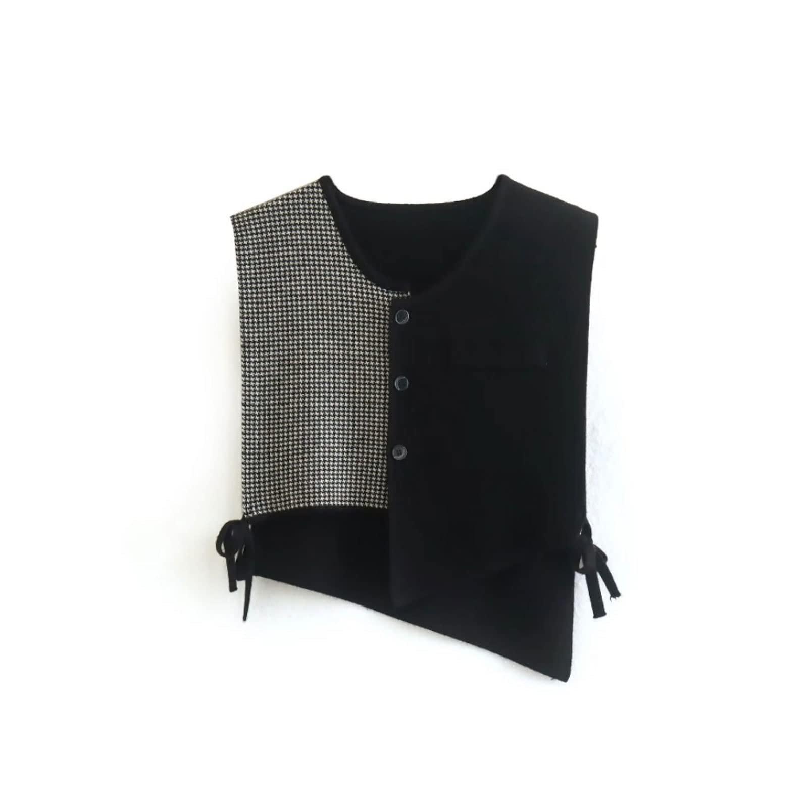 SSWYLSA Women's Pullover Sweaters Women's Color Contrast Stitching Asymmetric Sweater Knitted Vest Casual Women's Pullover Loose Top