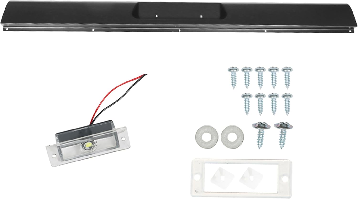 Black Steel Rear Roll Pan Replacement for Toyota Tacoma Standard Bed 1995-2004 with License Light Lamp Screws