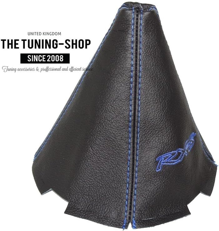 for Mazda Rx-8 2003-2012 Manual Shift Boot Black Leather Blue RX-8" Embroidery 4 Panels