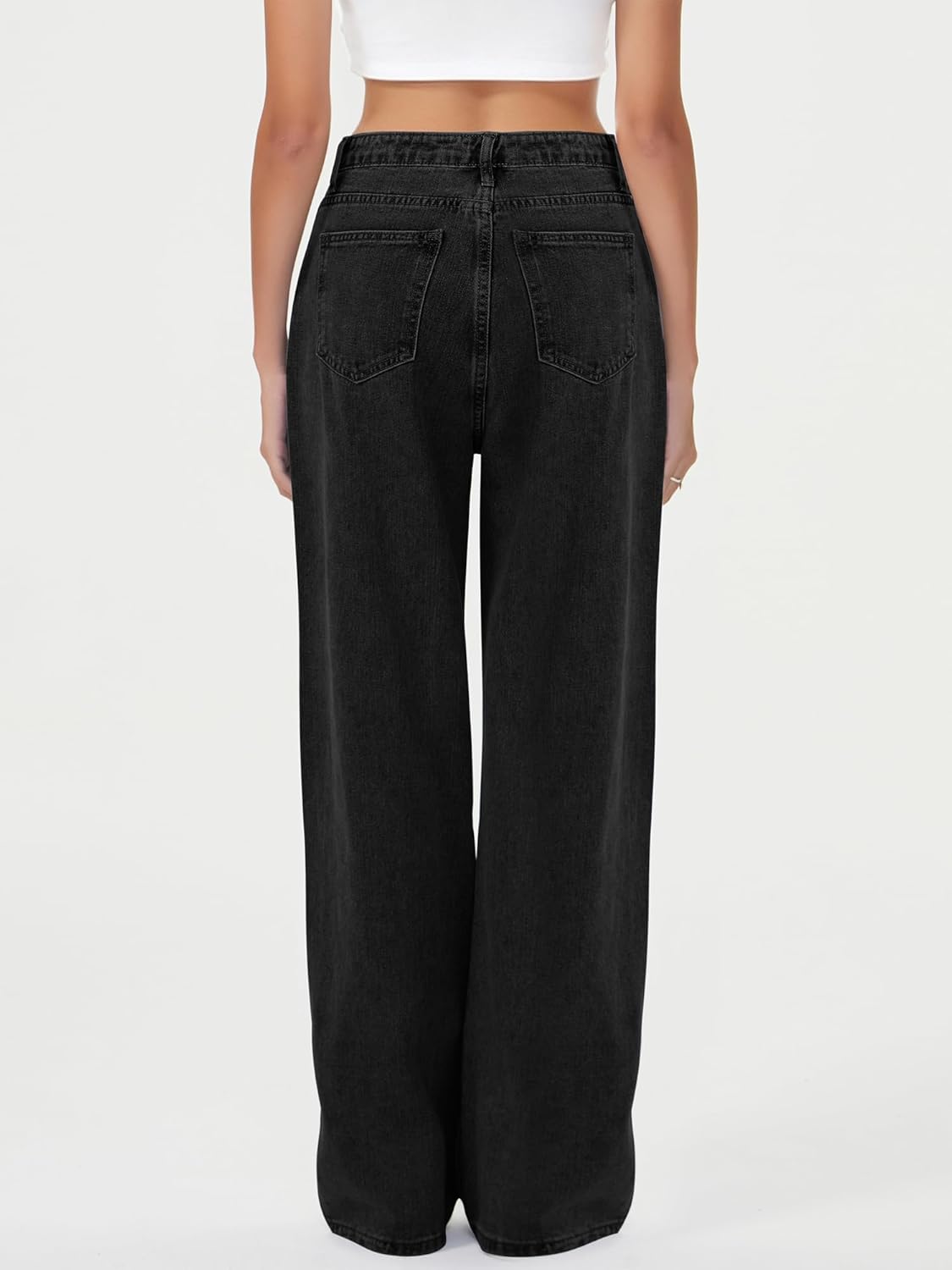 HDLTE Baggy Stretchy Jeans for Women High Waisted Trendy Wide Leg Jeans Boyfriend Denim Pants with Patch Pockets - Image 2