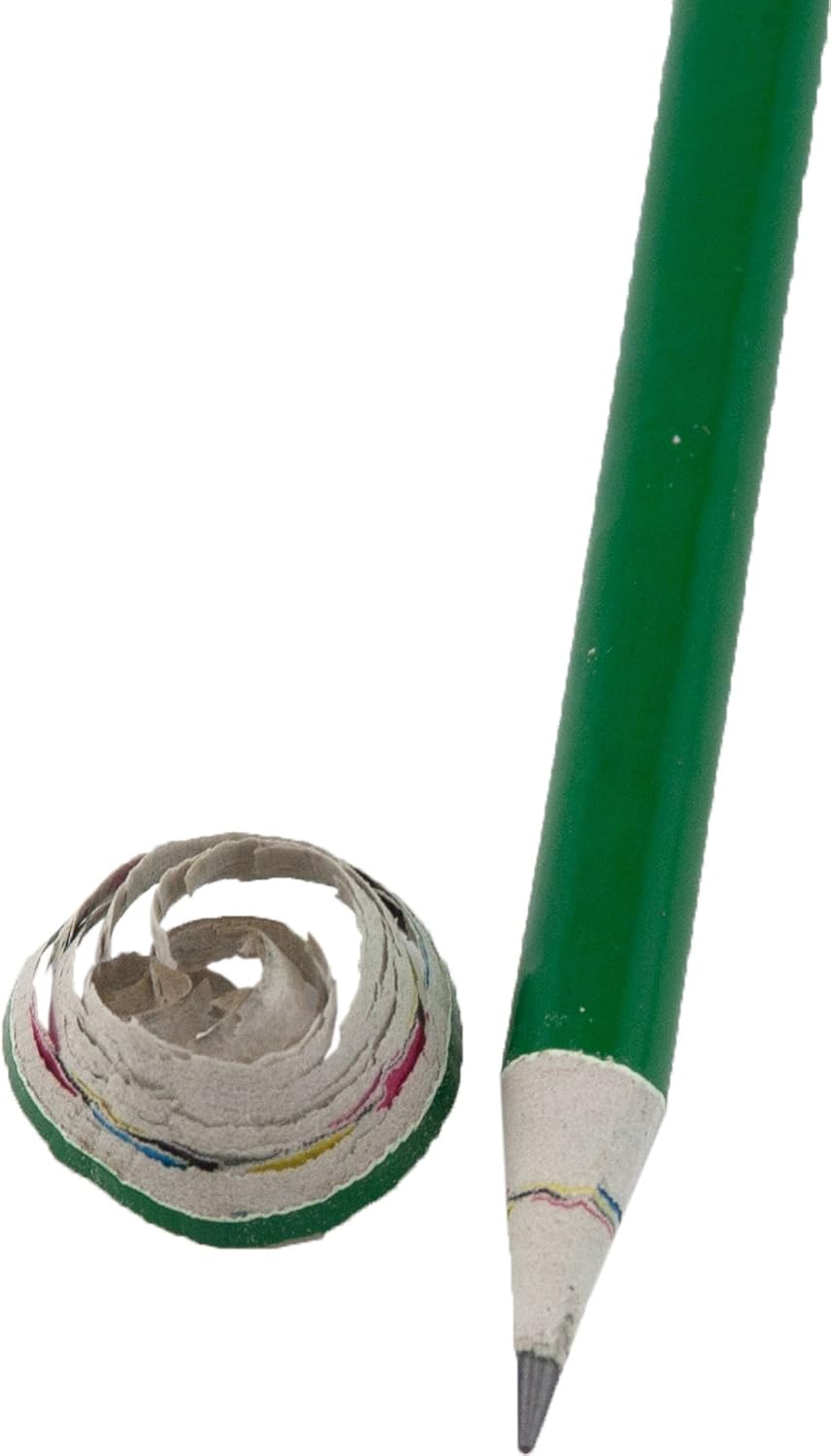 Recycled Newspaper Pencil (Green) (Full Size Round Painted Pencils) (Earth Friendly Pencil) (Latex Free Eraser) (HB Number 2 Lead) (Box of 144)