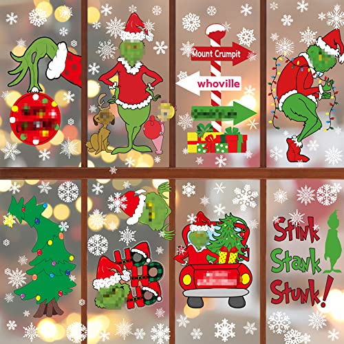 Christmas Window Clings Double Sided Christmas Window Clings Stickers Christmas Window Clings for Glass Window Christmas Snowflake Window Decal for Xmas Holiday Home School Office Decorations