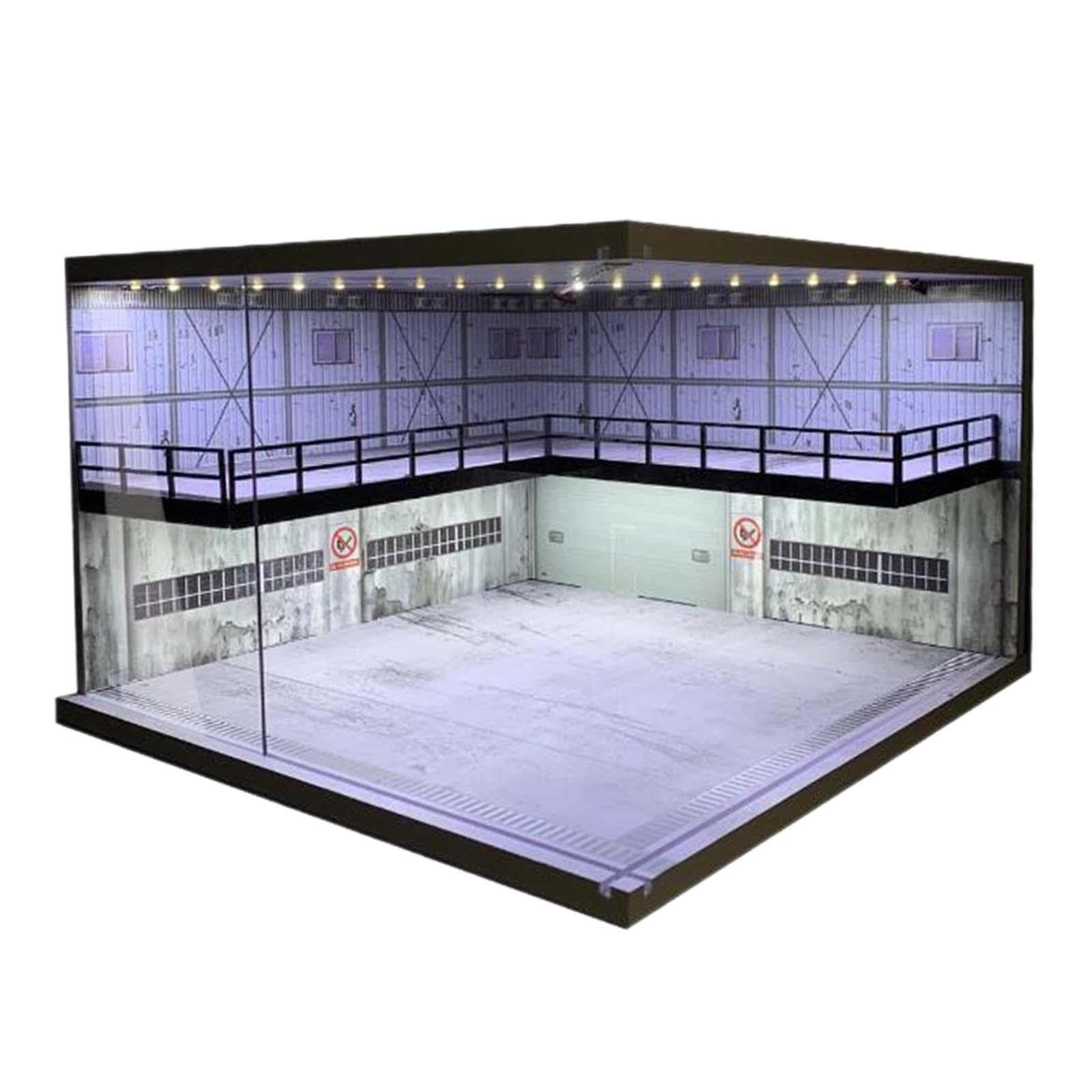 Fantastische Vitrine mit LED Beleuchtung für Modellautos im Maßstab 1:64. Die doppelstöckige Ausstellungshalle eignet Sich hervorragend zur Aufbewahrung und, Blauer Ziegelstein