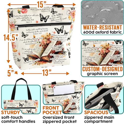 84hoods 15 inch Large Tote Bag for Work for Women. Christian Faith, Jesus God Religious Gift. Waterproof Shoulder Bag.2