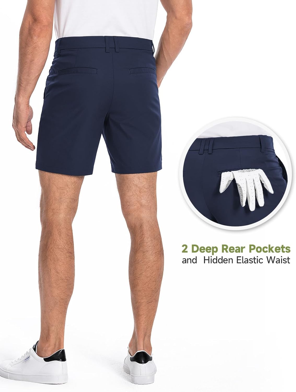 Moosehill Mens Golf Shorts 7" 10": Flat Front Hybrid Dress Shorts Quick Dry Stretch Anti Wrinkle with 4 Pockets for Work - Image 3