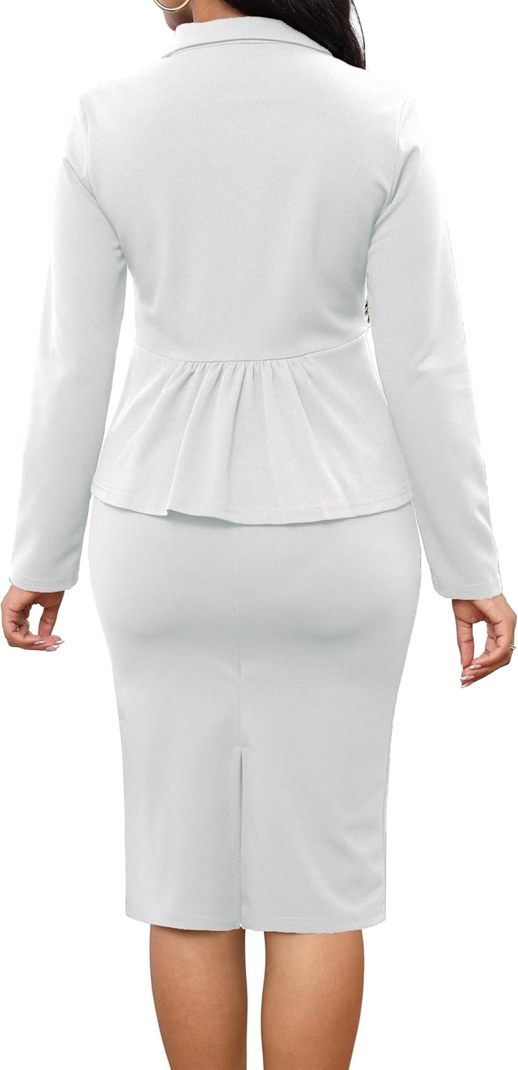 Women 2 Piece Business Suit Elegant Blazer Jacket and Skirt Sets Work Formal Office Clothes Suits - Image 2