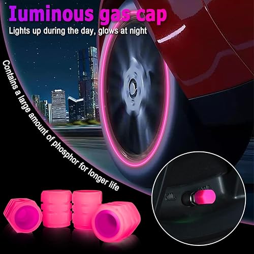Miniatura 22 de Tapones fluorescentes para válvulas de neumáticos de automóvil, 12 unidades, cubierta de válvula de rueda iluminada con luz automática, resistente a