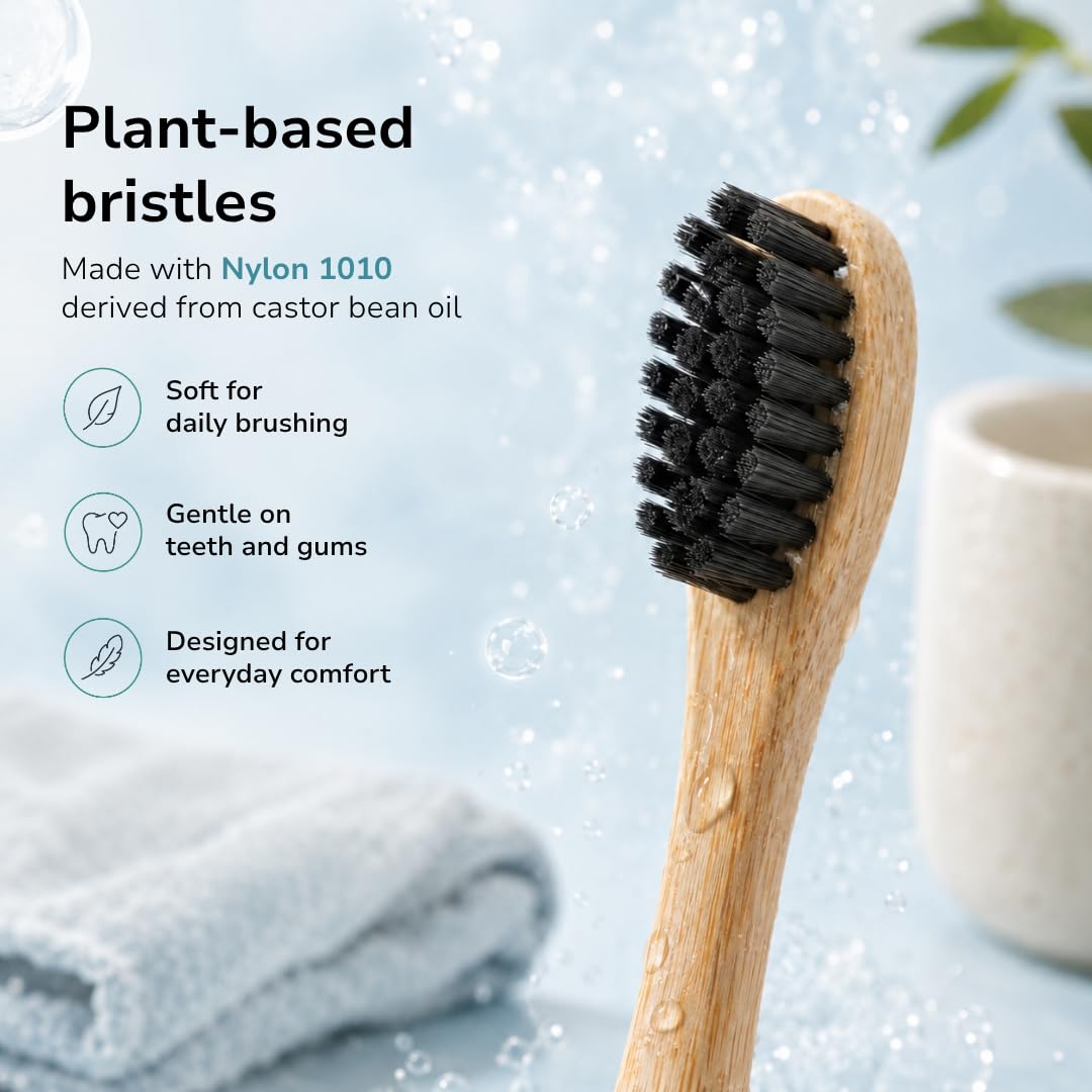 Sustainable Tomorrow Zen Bamboo Spazzolino da denti elettrico per adulti, ricaricabile con setole morbide a base vegetale, teste in bambù, 5 modalità e batteria a lunga durata, regalo di Natale ideale
