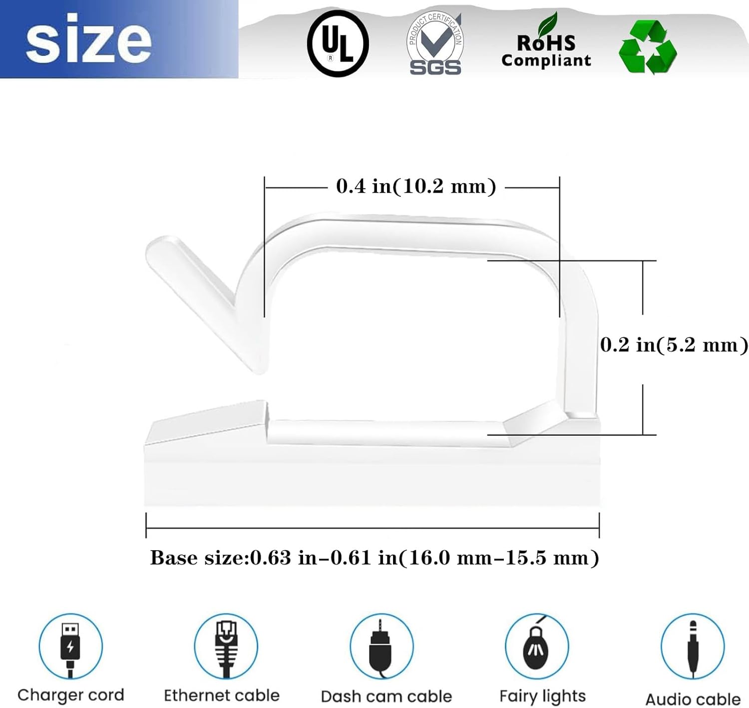 Cable Clips，50PCS Electrical Cord Management Adhesive Cable Wire Clip Wire Clips Wall，Used for Cars, Offices, and Homes Cable Clips Cord Organizer (Transparent) - Image 2