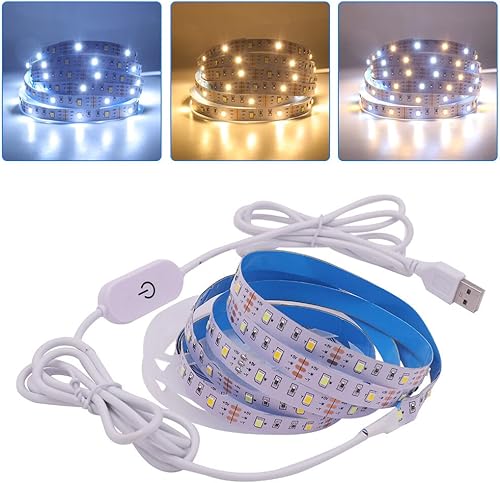 Miniatura 7 de Xunata Cinta de luces LED regulables USB de 3000 K-6500 K, CC 5 V 13.1 pies, tiras LED blancas frías a cálidas para interiores, cambio de