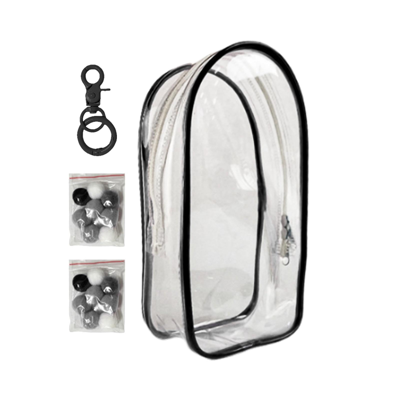 Borsa Trasparente Per Esporre Figure PVC - Con Portachiavi E Palline Decorative - Custodia Antipolvere Per Mini Bambole 6,3x9,4x5 Cm - 3