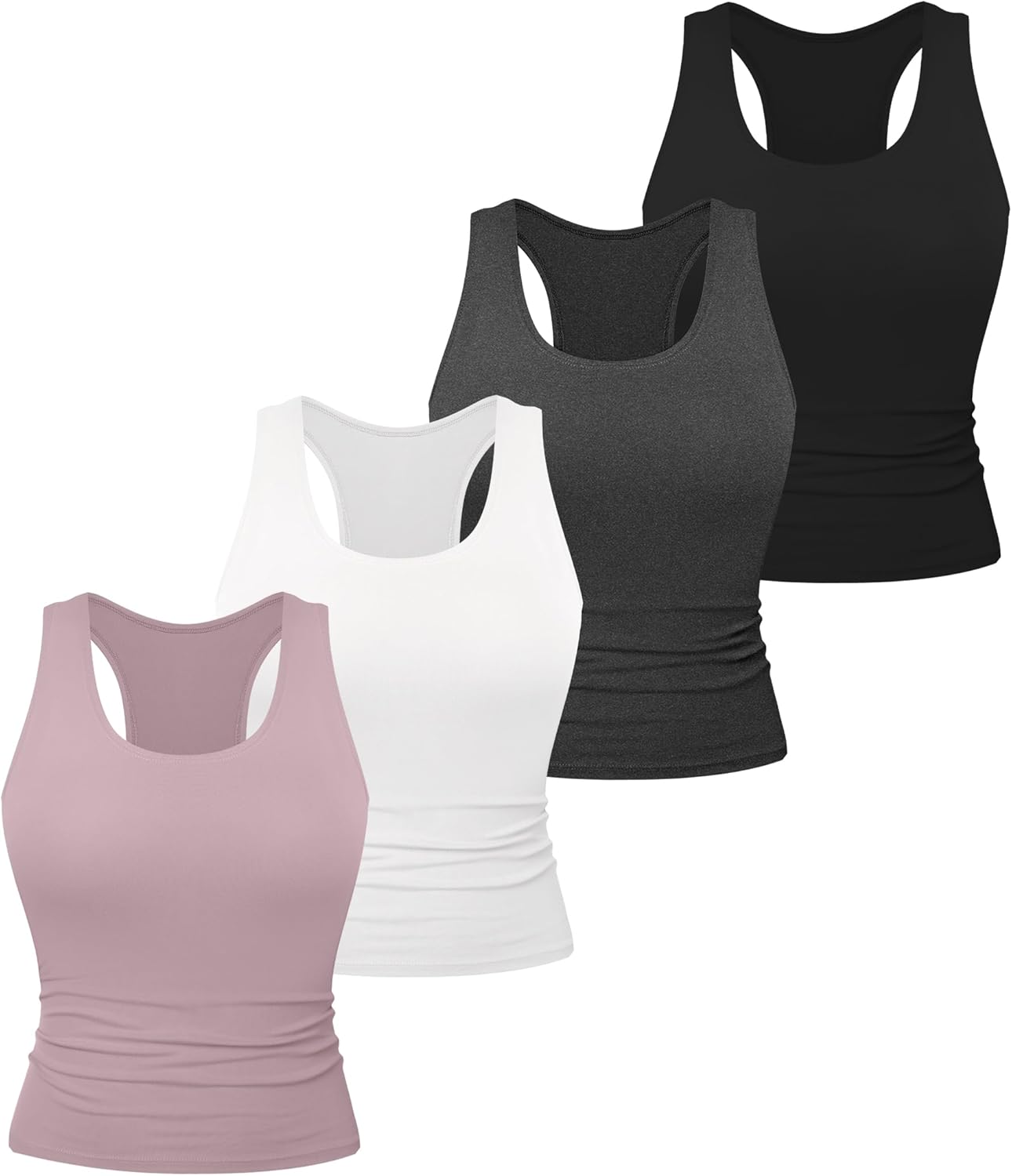 Dalavch 5 Pack Women's Workout Racerback Tank Tops Crop Spandex Yoga Athletic Running Gym Sports Tops for Women