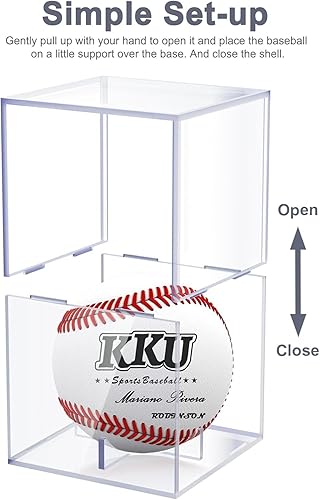Miniatura 5 de KKU Estuche de exhibición de béisbol, soporte de béisbol para caja de cubo de exhibición de bolas, caja de almacenamiento de béisbol acrílico con