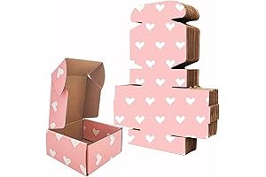 25-Pack Baby Pink Hearts Corrugated Cardboard Shipping Boxes