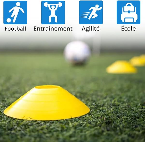 Jonami 20Pcs Coupelles D’Entraînement Football Cônes Marquage Slalom Accessoires D’Entraînement Coordination – 5 Couleurs - 4