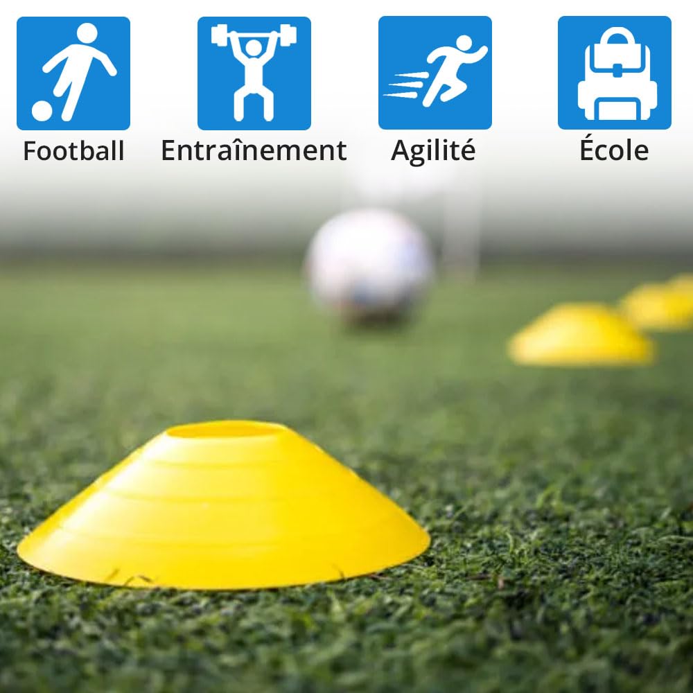 Jonami 20Pcs Coupelles D’Entraînement Football Cônes Marquage Slalom Accessoires D’Entraînement Coordination – 5 Couleurs - 4