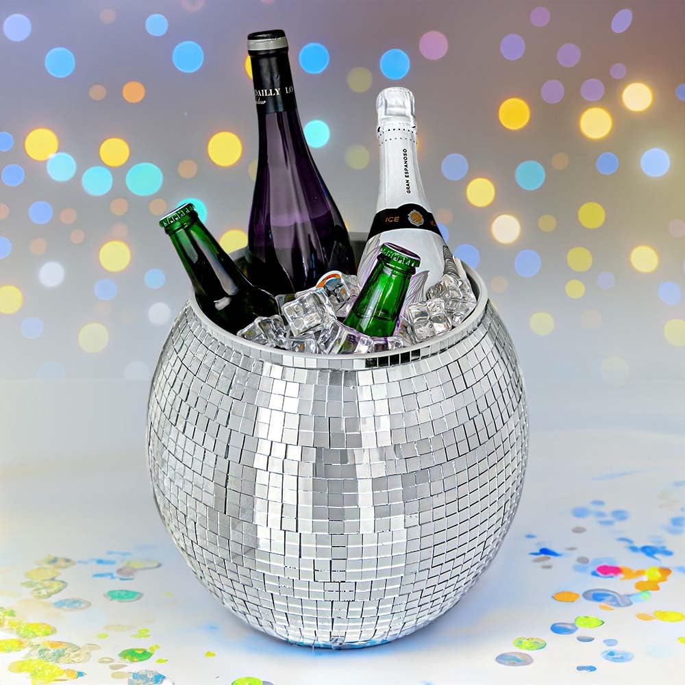 MikaMax Seau à Glace - XL 11L - Seau à Vin Argenté Effet Miroir - Refroidisseur de Boissons pour Fête - 27,5 cm