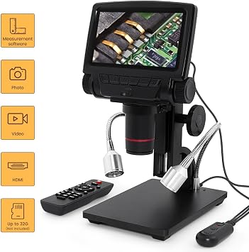 260X Magnification Soldering Digital Microscope, 3MP Resolution, Wired & IR Remote, 5.0 Inch Screen, For Phone Repairing SMT SMD DIY, Compatible Windows XP/7/8/10