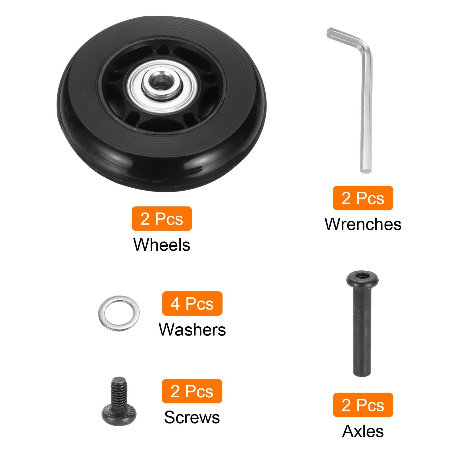 Zestaw 1 Bagaż Koła Zamienny 64 x 18 mm/2.5" x 0.7" Guma Skrętny Kółko jezdne Łożysko Koła Naprawa Ekwipunek do Walizka Inline Zewnętrzny Skate,Czarny