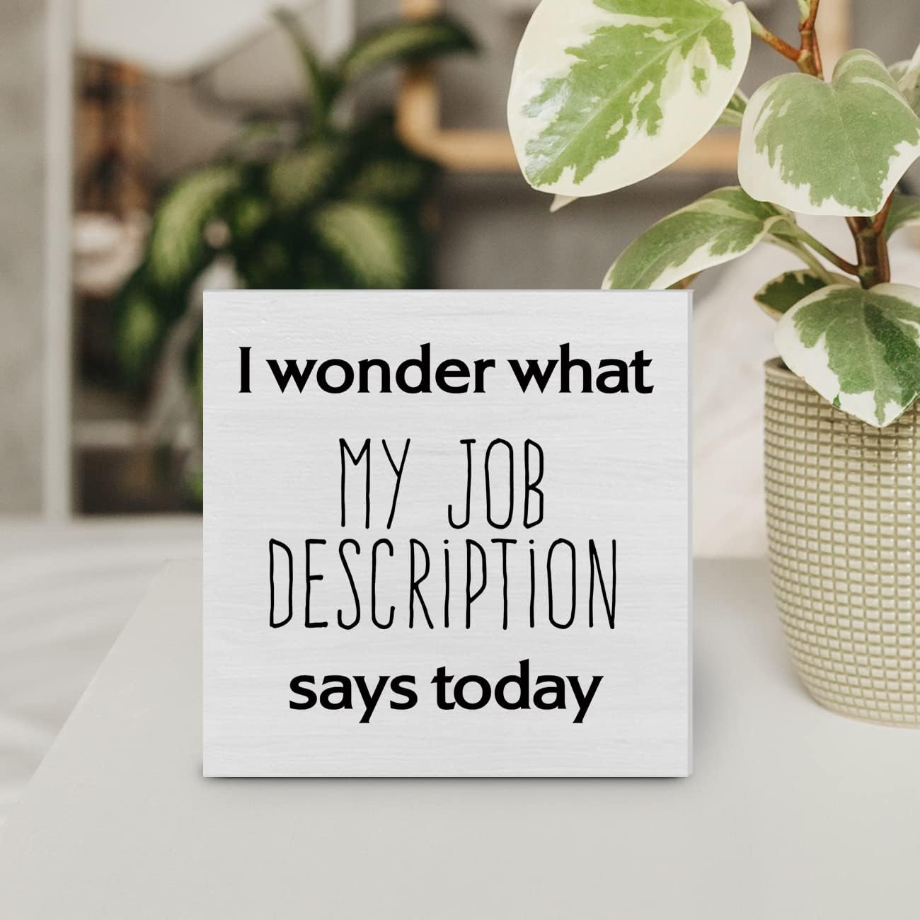 Country Office Wood Box Sign Decor Desk Sign I Wonder What My Job Description Wooden Box Block Sign Rustic Home Office Shelf Wall Decoration Coworkers Gift