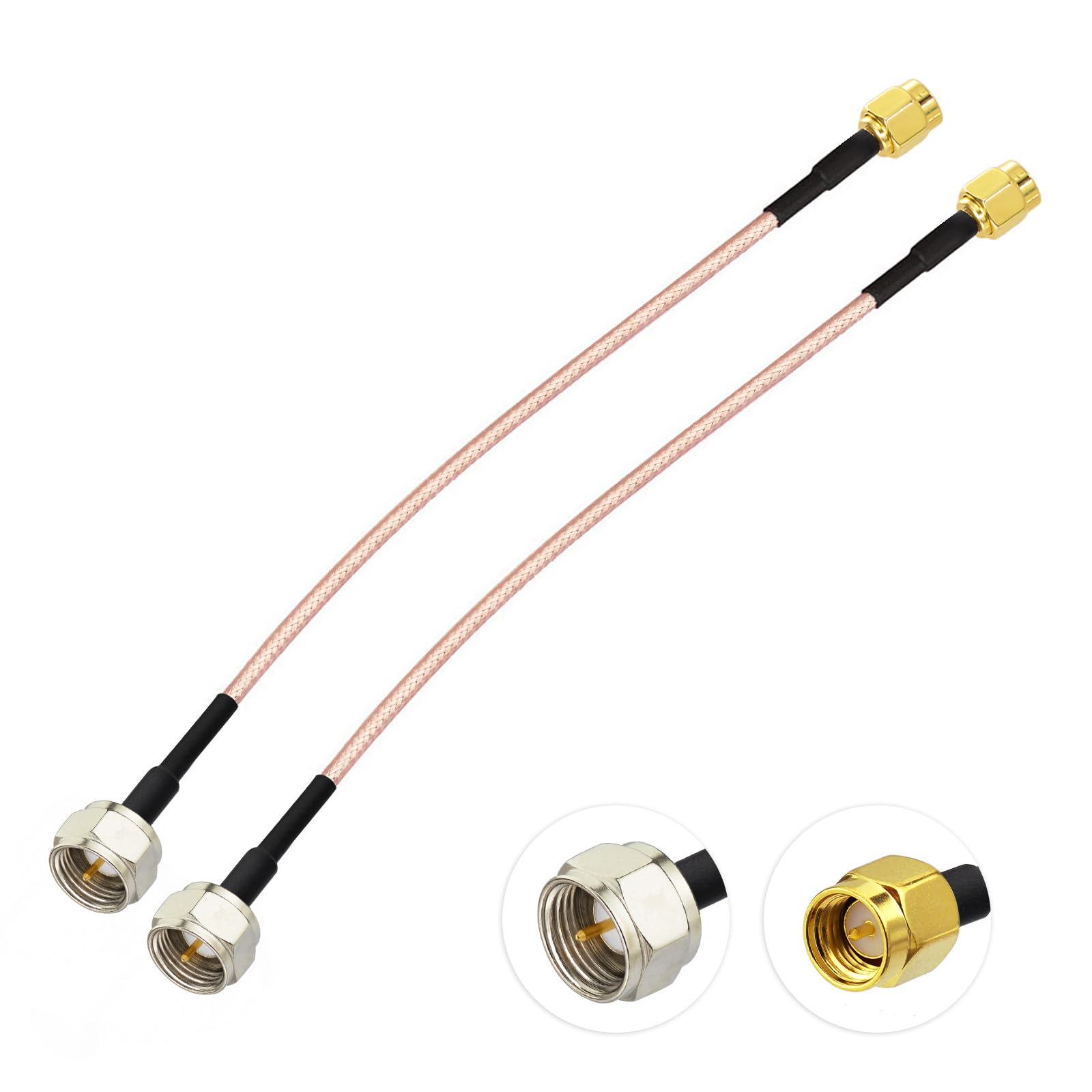 F-type Male to SMA Male TV Coax Cable 15cm Adapter Extension Cable 50ohm for Satellite Receiver, Cable Modem, RTL-SDR USB Dongle, ADS-B Receiver, Spectrum Analyzer, CATV Equipment 2Pcs