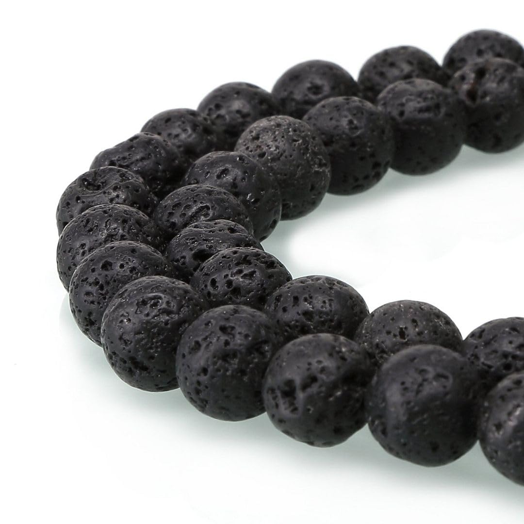 90pcs Adabele Natural Black Volcanic Lava Rock Healing Gemstone 4mm (0.16 inch) Small Round Beads Gem Stone Spacer for Jewelry Making GY18-4