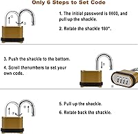 Vista 4 de Paquete de 2 candados de combinación Candado de combinación de 4 dígitos resistente - Candado de combinación al aire libre impermeable de 26.5mm