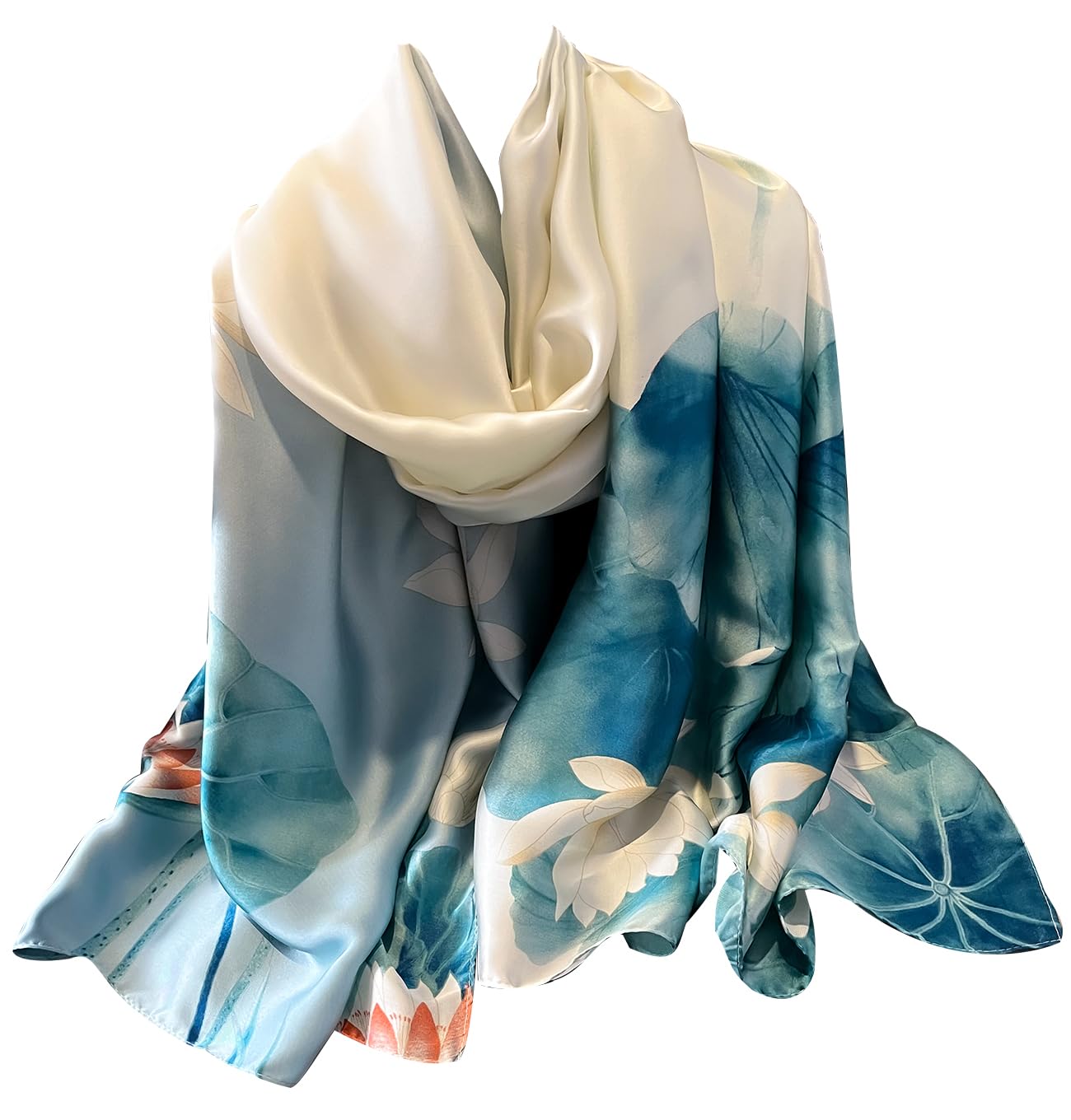 Womens 100% Large Mulberry Silk Scarf Long Satin Scarf Fashion Lightweight Wraps