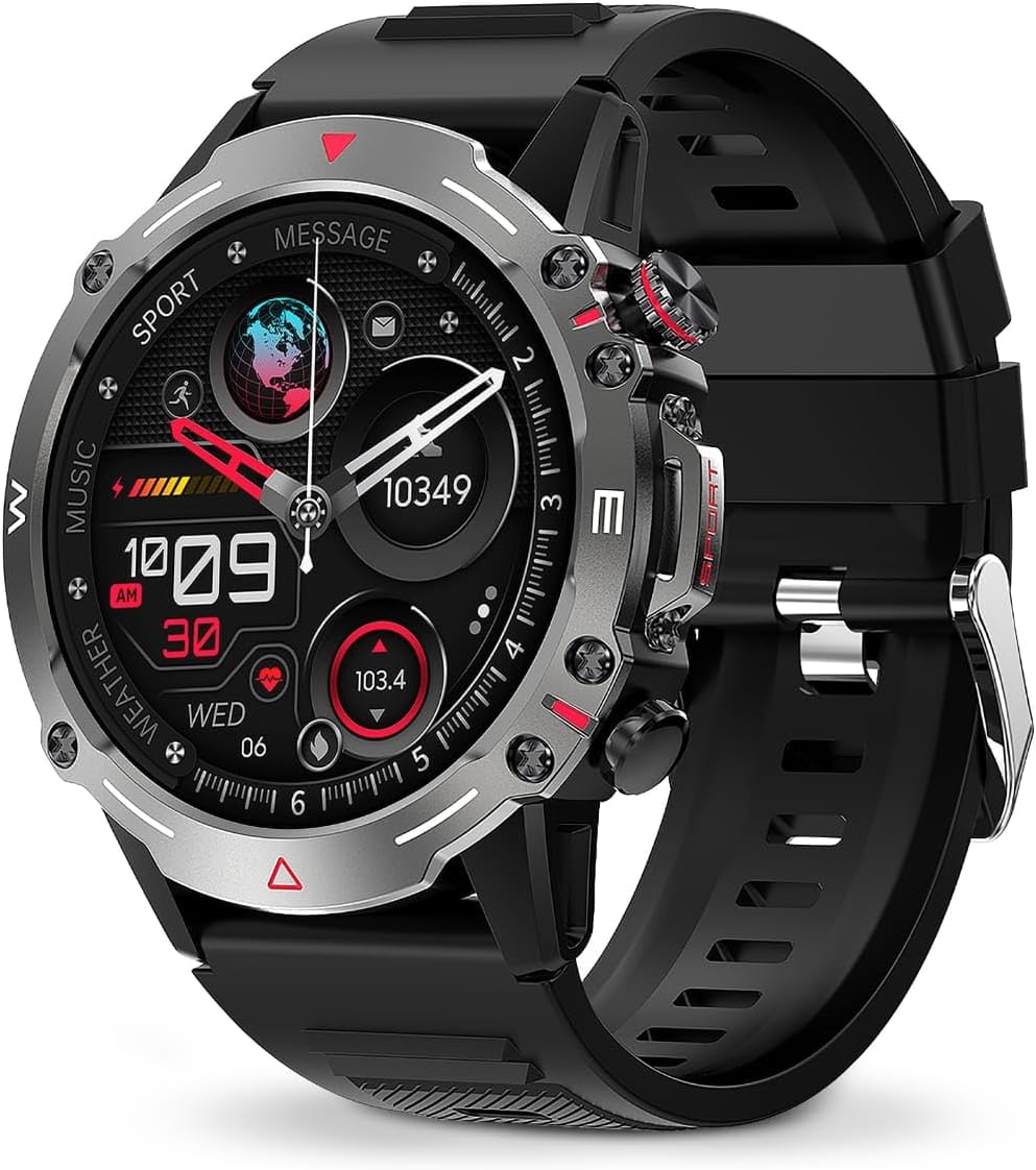 CAROSKI Smart Watch for Women Men 2.04” AMOLED Display Fitness Tracker with Bluetooth Call, Heart Rate, Blood Pressure, Sleep Monitor, Sports Watch for Men, Digital Watch with 100+ Modes (Round Face)