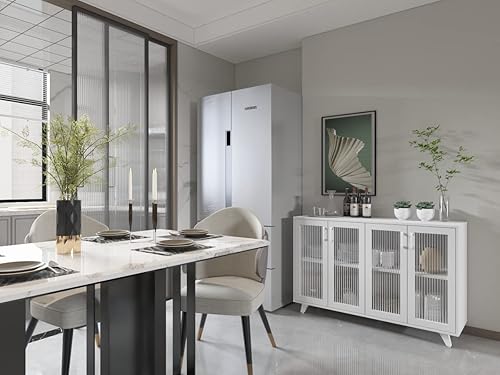 Miniatura 6 de Panana Kitchen Buffet Server Table Accent Sideboard Cupboard Server Buffet Console Table with Doors Cabinet (49inch, White) Blanco,Negro -