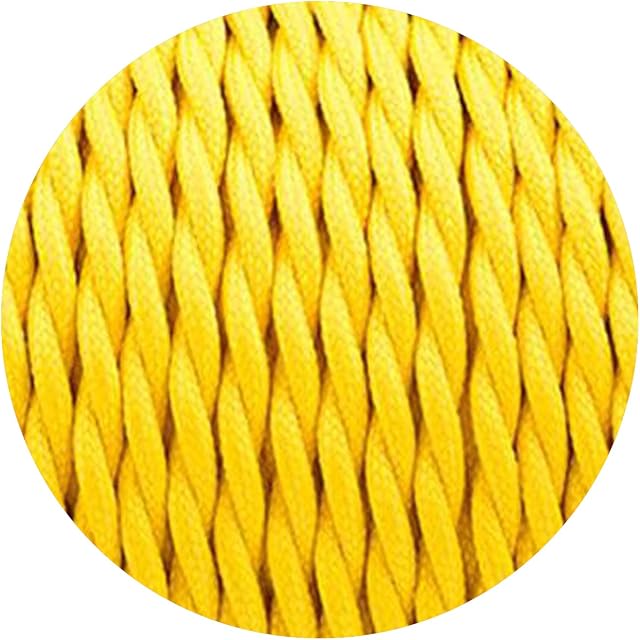 5 Meters Yellow Colour Vintage Braided Cable 2 core Black Antique Twisted Woven Silk Lighting Cable Flexible Fabric Wire, DIY Electrical Cord 0.75mm (Yellow)