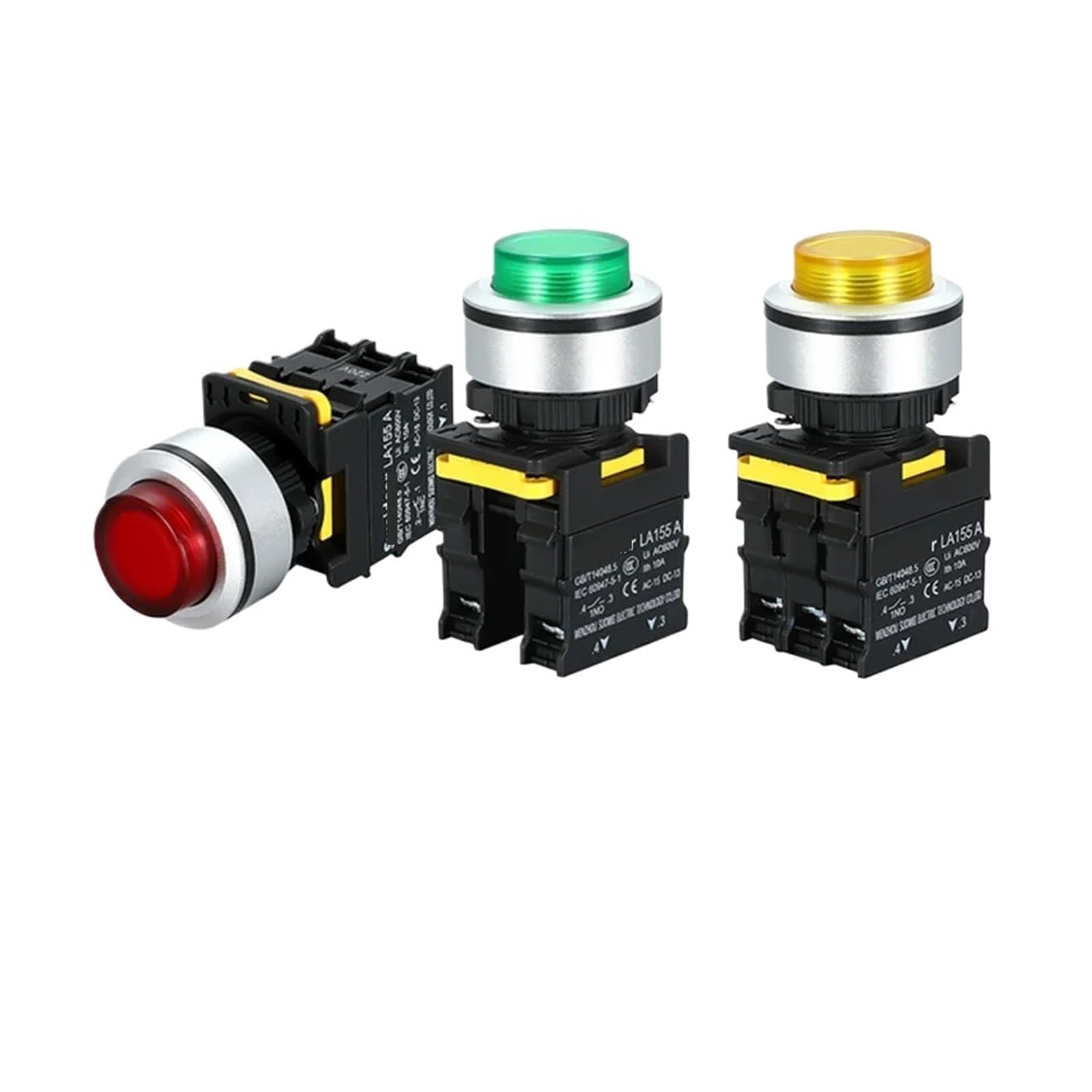 Bouton poussoir 30mm jaune fixe 220V pour remplacer les commandes défectueuses - 3