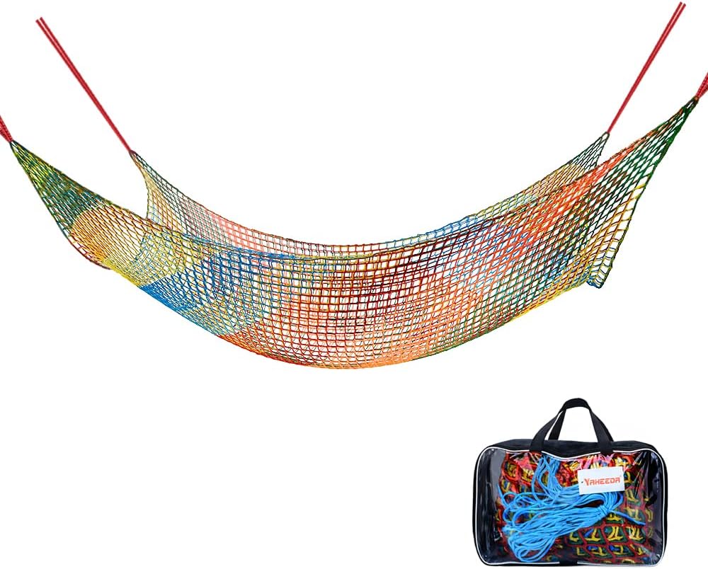 Climbing Cargo Net,Upgraded Thicken10.5 x 6.5ft Playground Net,Net Bridge,Rope Ladder with Double Layers of Polyester,500lbs Weight Capacity for Outdoor&Indoor,Tree House,Jungle Gyms