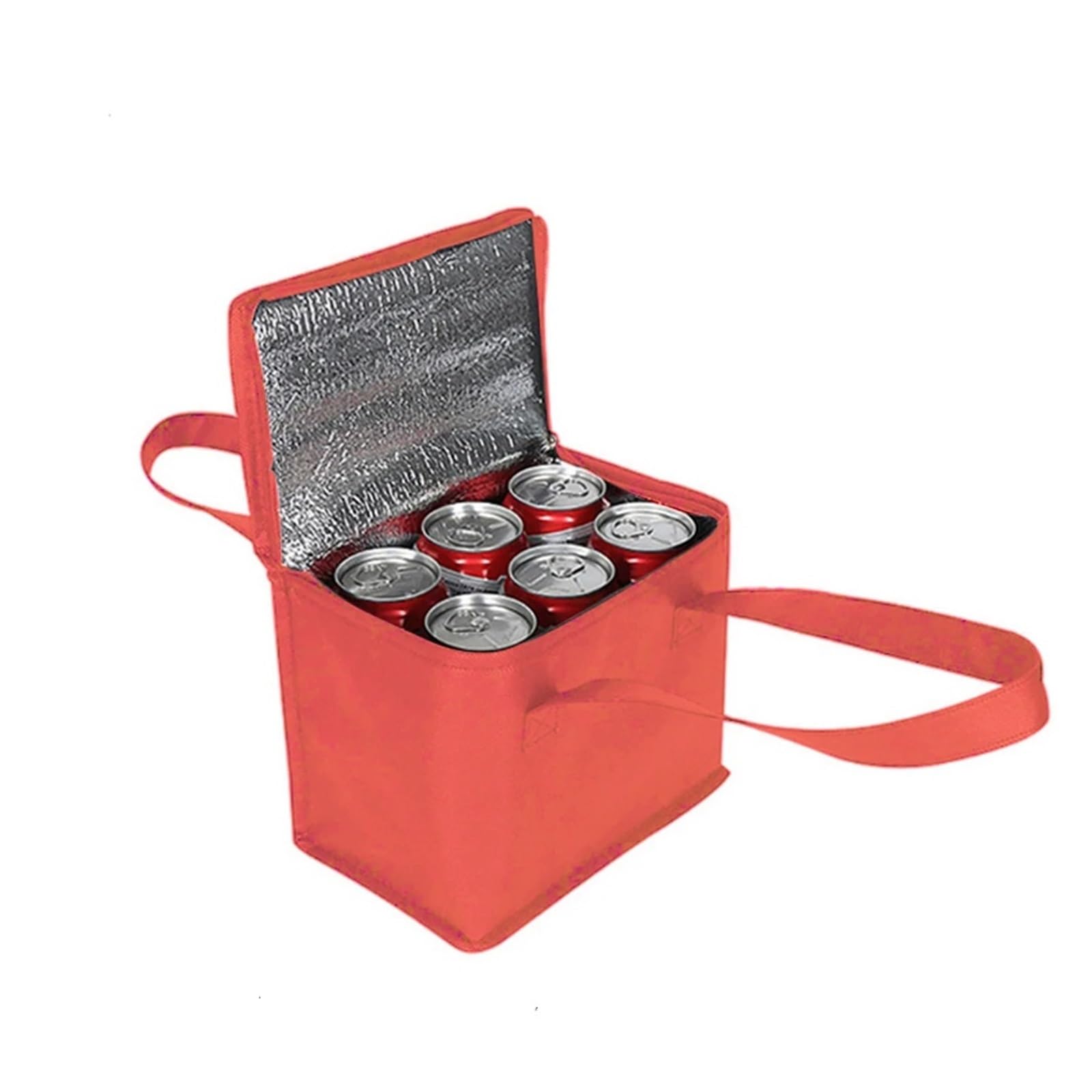 Foldable Insulated Cooler Bag for Lunch, Picnic & Beverage Storage(Small Red)
