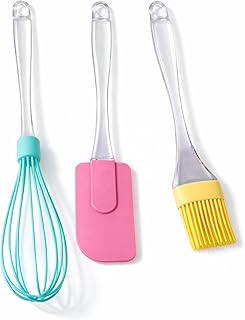 PARENCE - Ensemble Ustensiles de Cuisine en Silicone – Fouet, Spatule et Pinceau – Lot de 3 Accessoires Pâtisserie et Cuisine