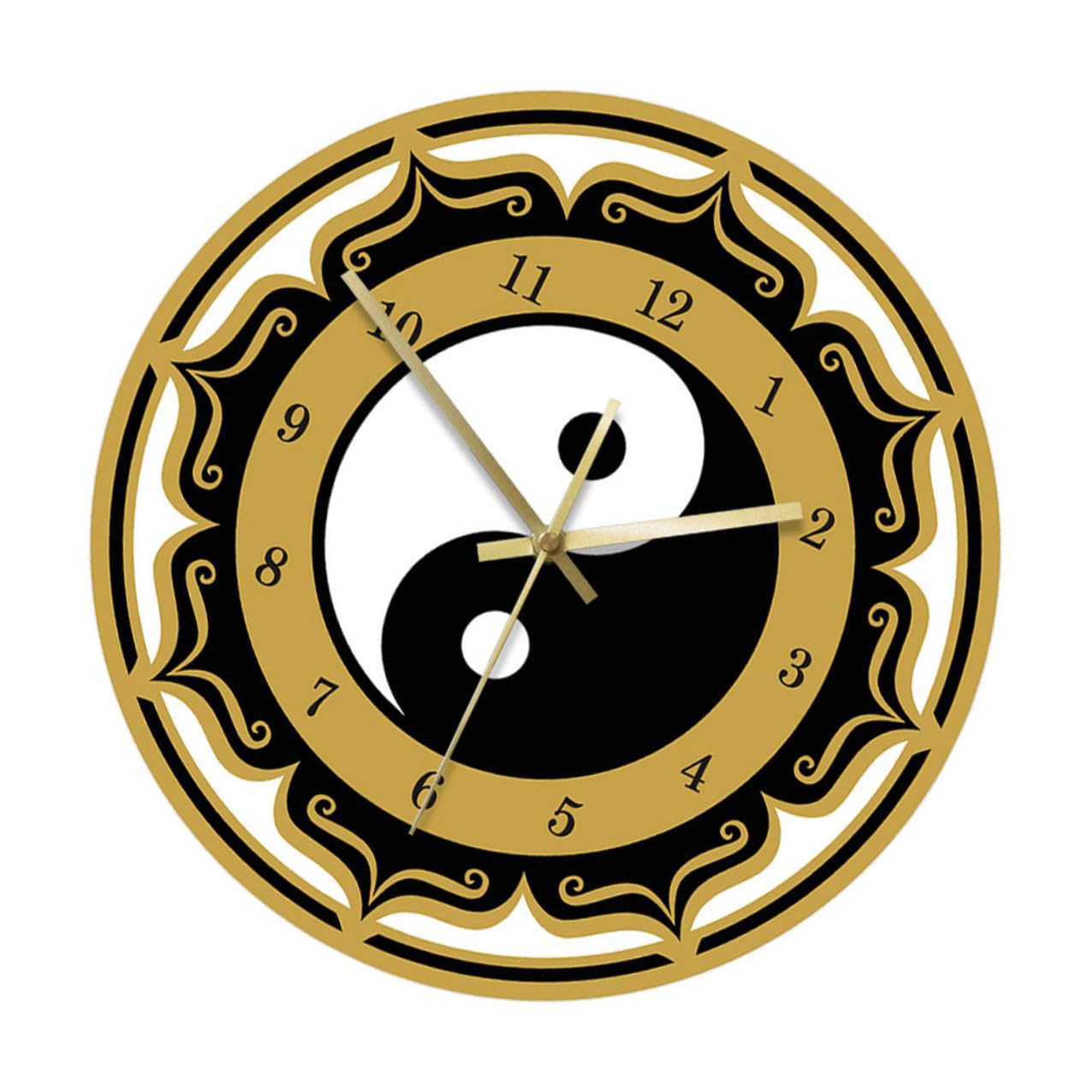 Holibanna Moderne Wanduhr mit Tai Chi Muster Acrylbeschichtete Hängeuhr für Wohnzimmer und Arbeitszimmer Elegante Digitale Wanddekoration Geräuschlos und Stilvoll