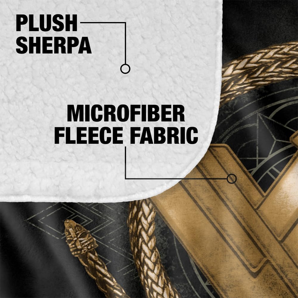 Wonder Woman Lasso Logo 60"x80" Silky Touch Sherpa Back Super Soft Throw Blanket