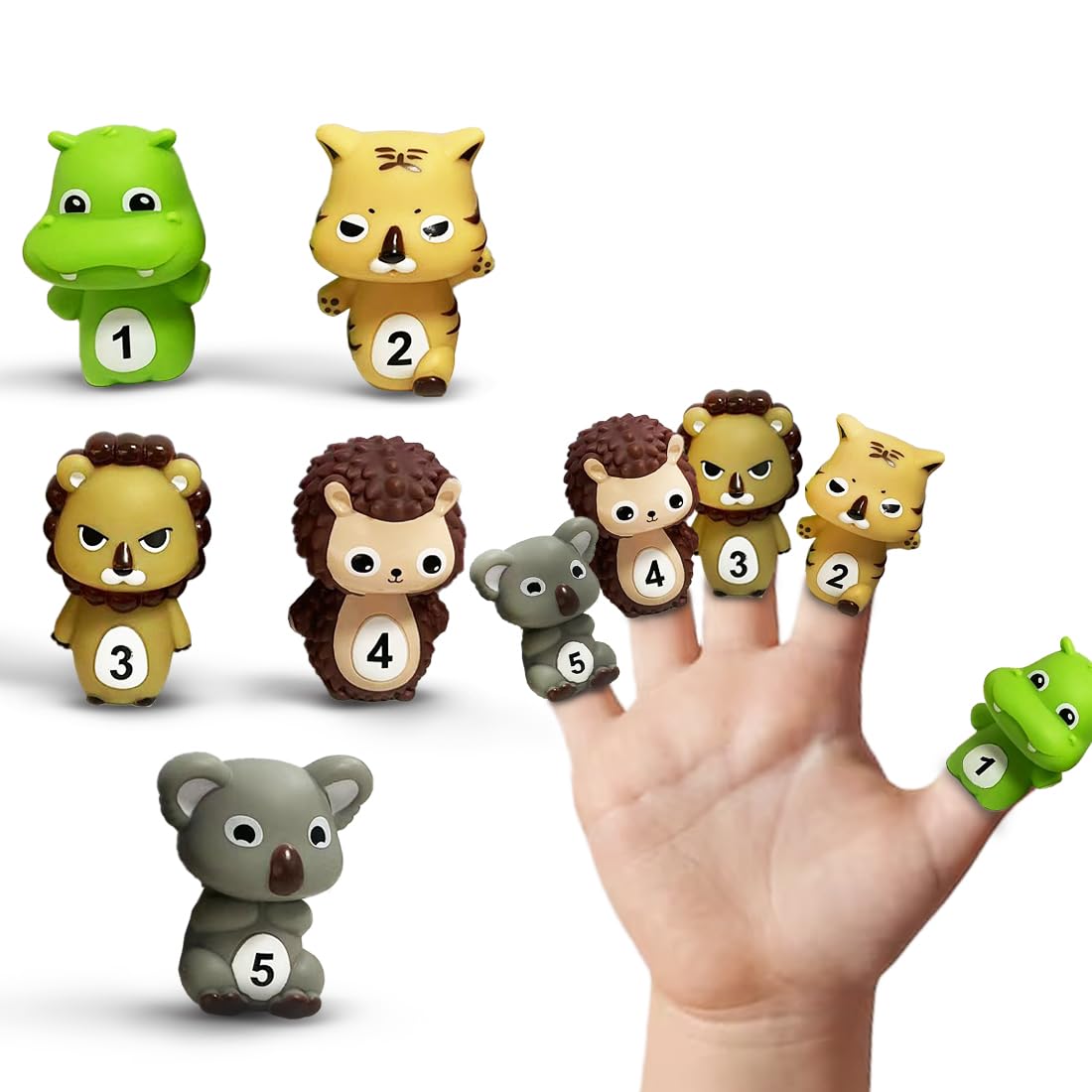 Wembley 5 Pcs Wild Animal Finger Puppet Toy for Kids Mini Rubber Figures Toy Boys Girls Party Favors, Shows Playtime, Schools, Return Gifts, Role Play Toys-image-47