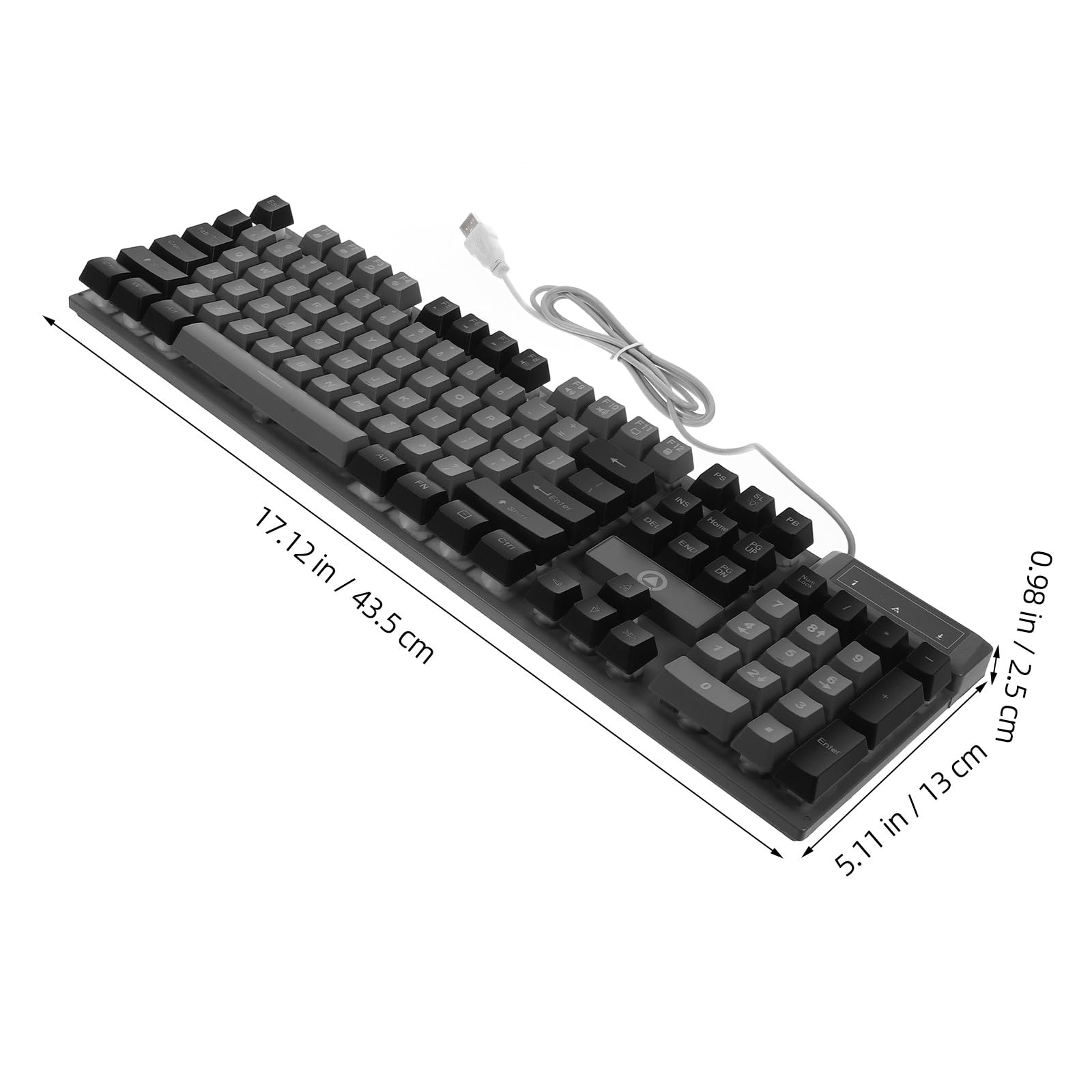 Tastiera Meccanica Silenziosa USB 104 Tasti Retroilluminazione Rgb per Gaming Accessori PC Ergonomica e Resistente per Gamer Professionisti Nero-grigio