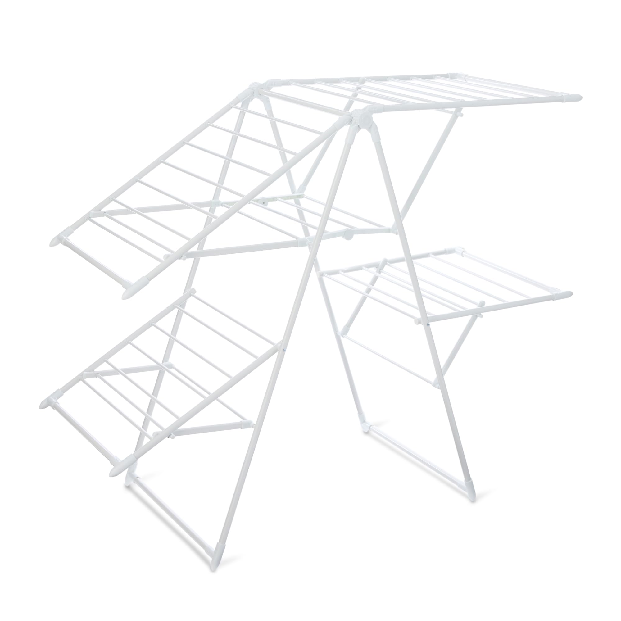Photo 1 of Amazon Basics Foldable Space-Saving 4-Wing Metal Clothes Drying Rack, 61x23.6x49.6 inches, White