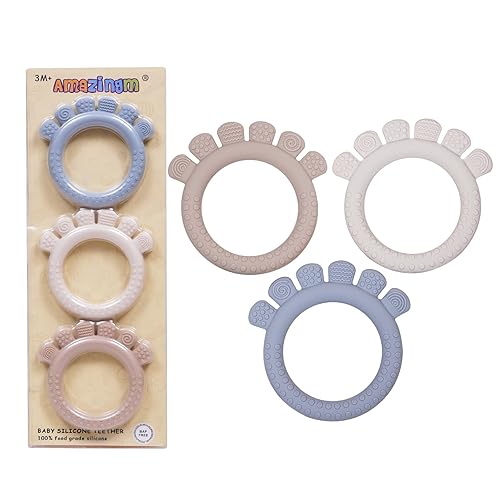Miniatura 1 de Anillo de dentición de silicona para bebés de 0 a 6, 6 a 12 meses, mordedor masticable para bebés, recién nacidos, imprescindibles, sin BPA, suave y